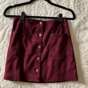 Maroon A line skirt with button up front